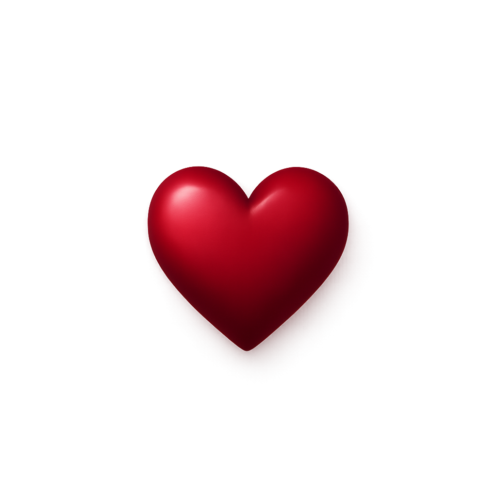 Small rich crimson heart floating in the lower glass chamber