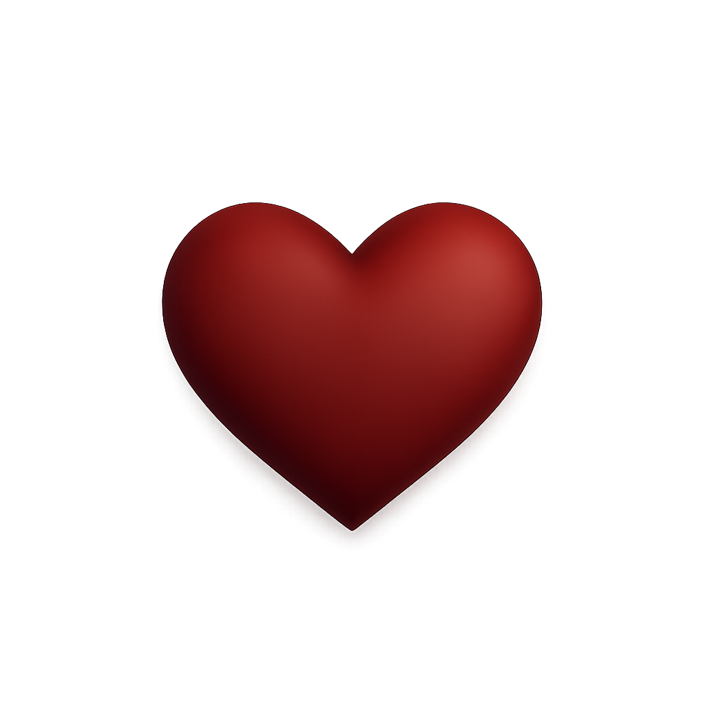 Small deep red heart floating in the upper glass chamber