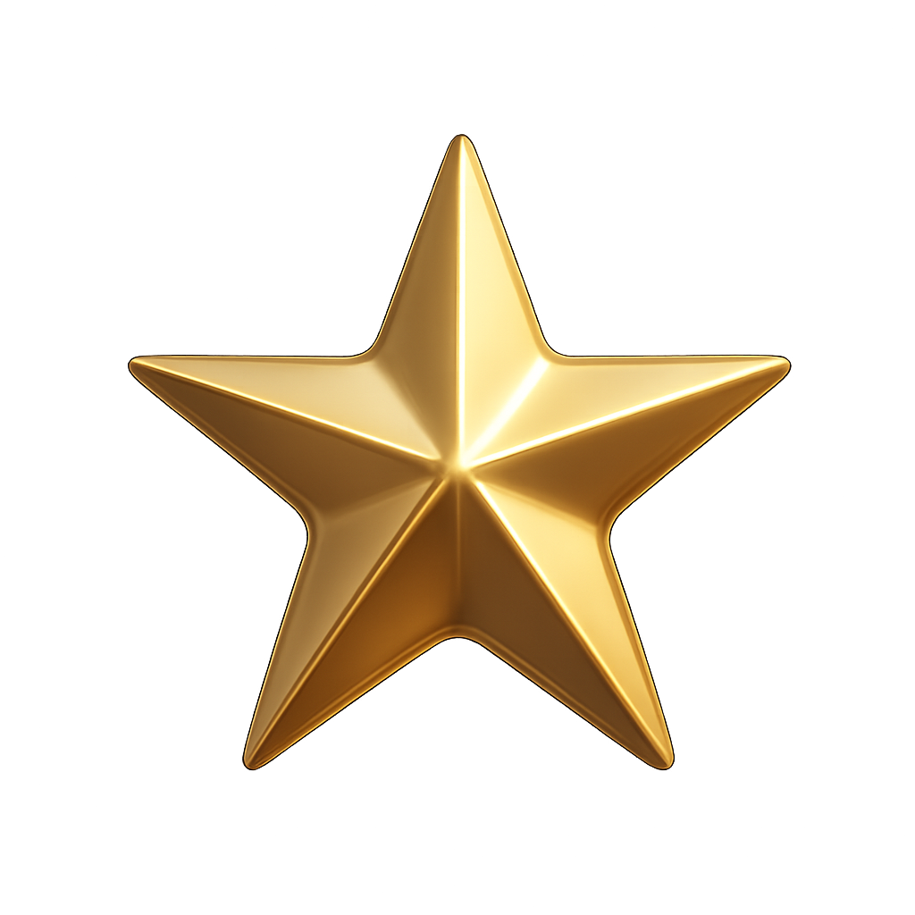 Small five-point pale gold star with a subtle glossy shine