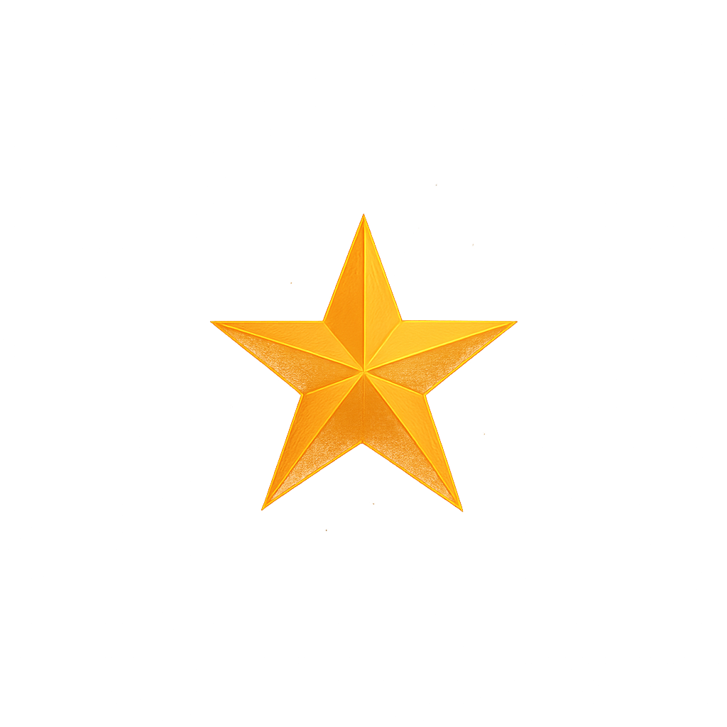 Tiny five-point amber-gold star with a soft radiant glow