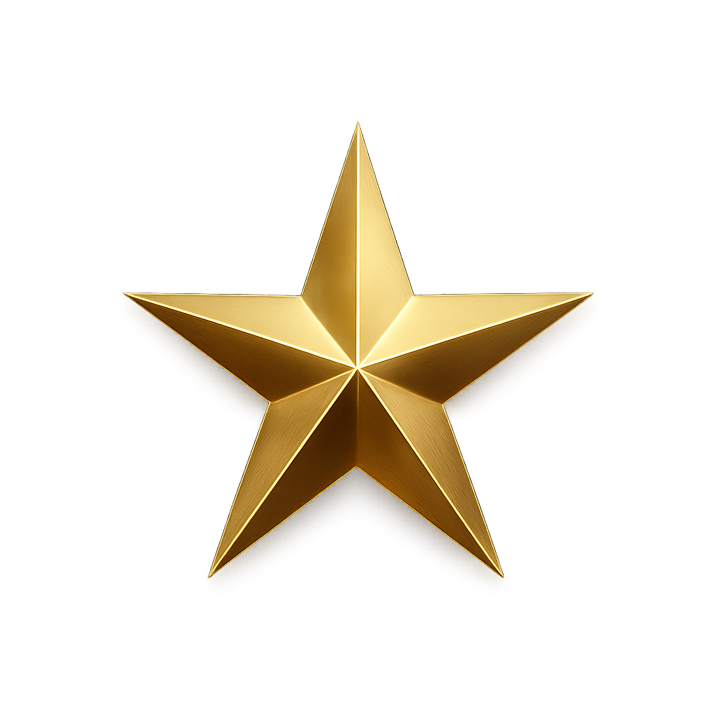 Small five-point light gold star with clean symmetrical points