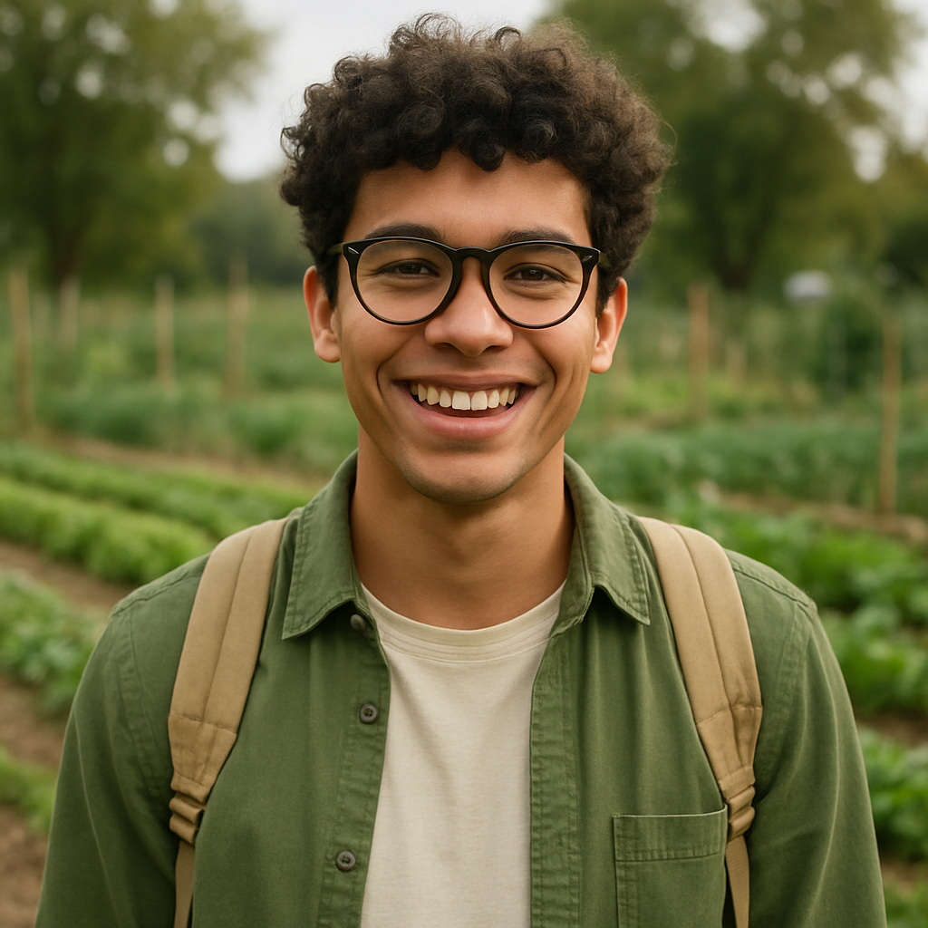 Retrato de David, alumno de agroecología