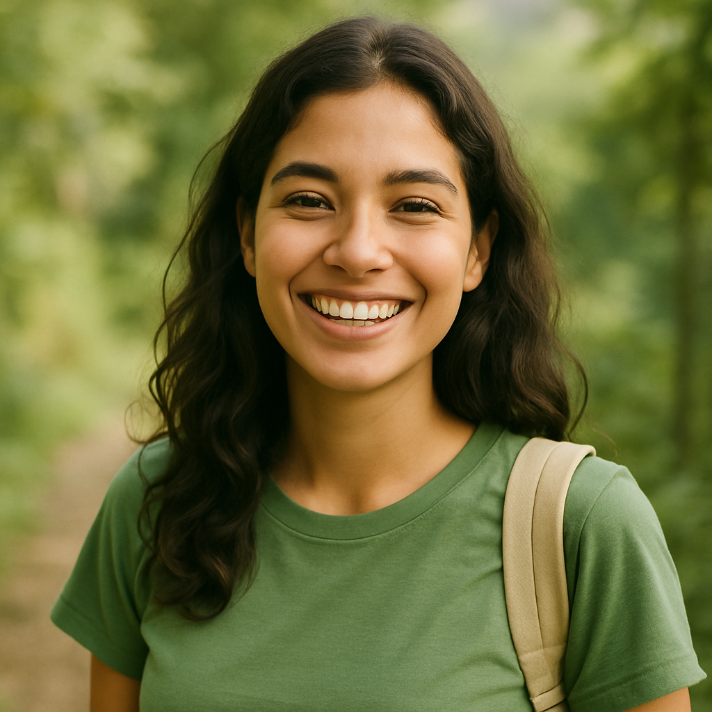 Retrato de Fernanda, estudiante satisfecha de la escuela
