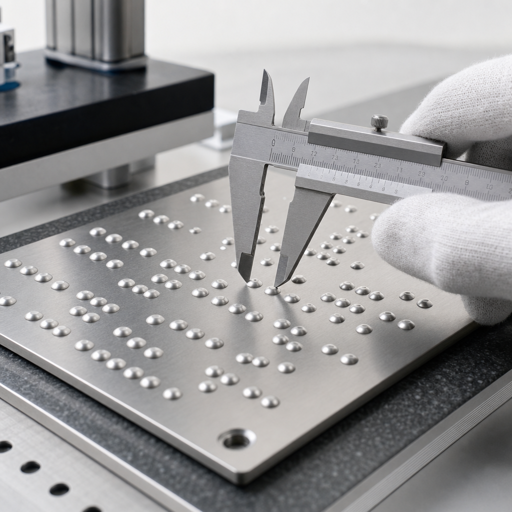 Kontrola jakości punktów Braille’a z użyciem precyzyjnych narzędzi pomiarowych