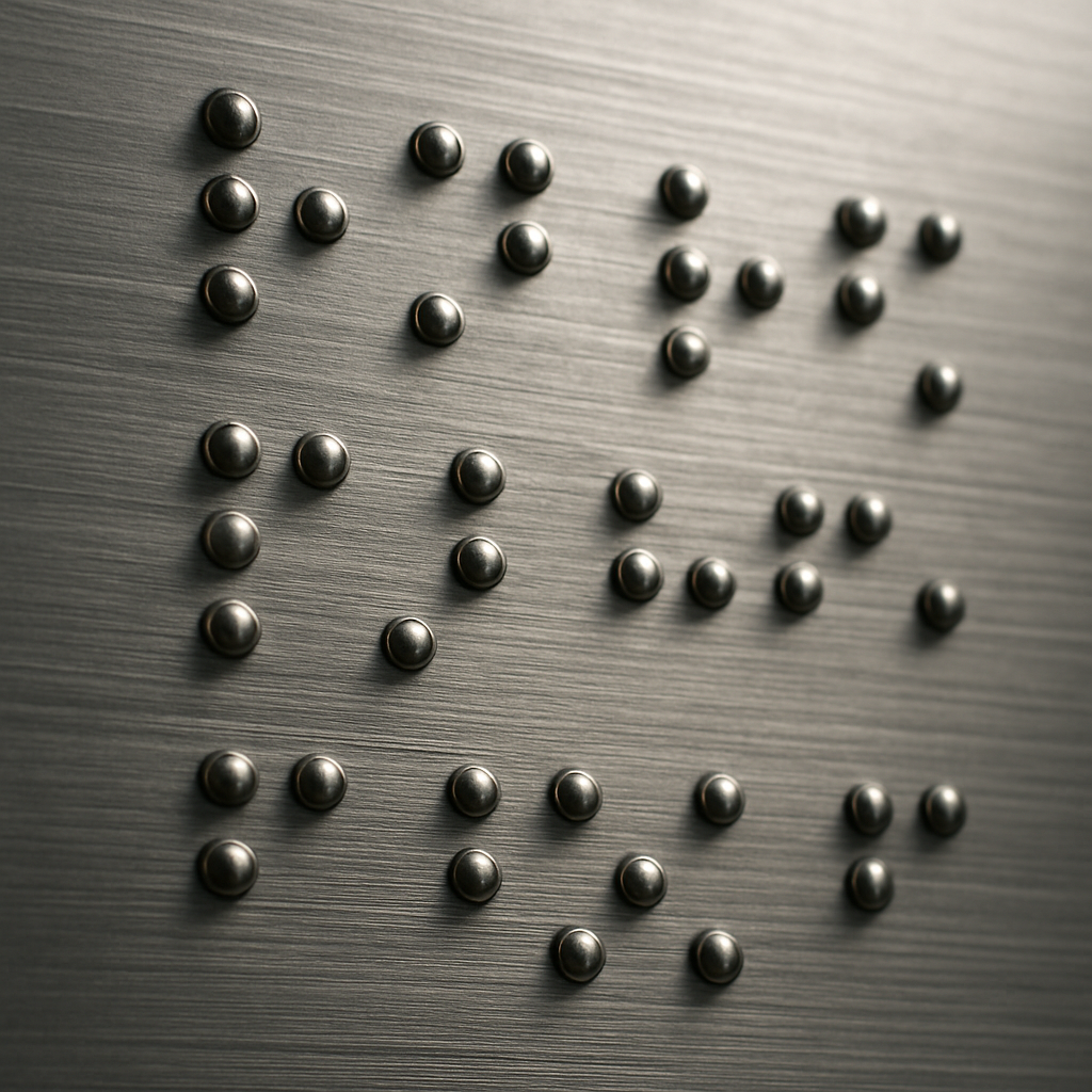 Embossed Braille dots on metal plate