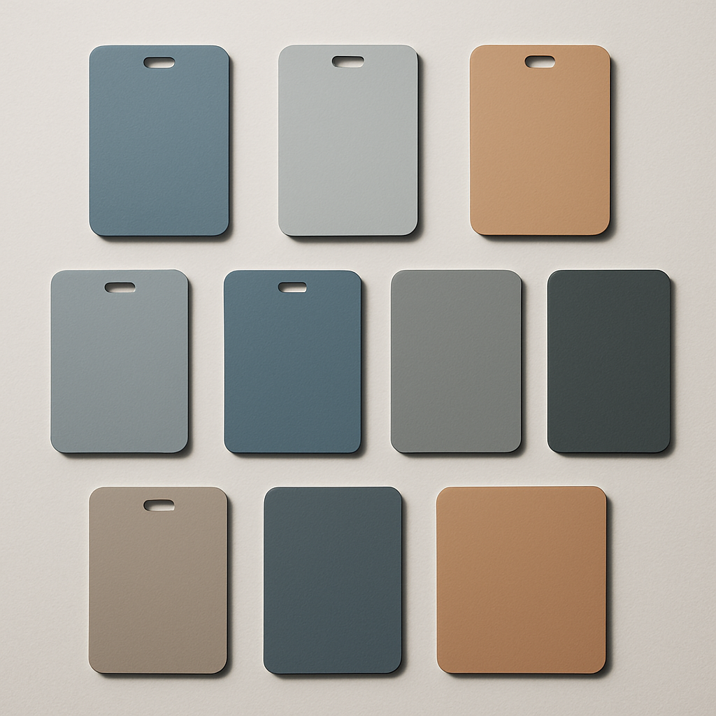 Metal signage color swatches in coordinated RAL tones