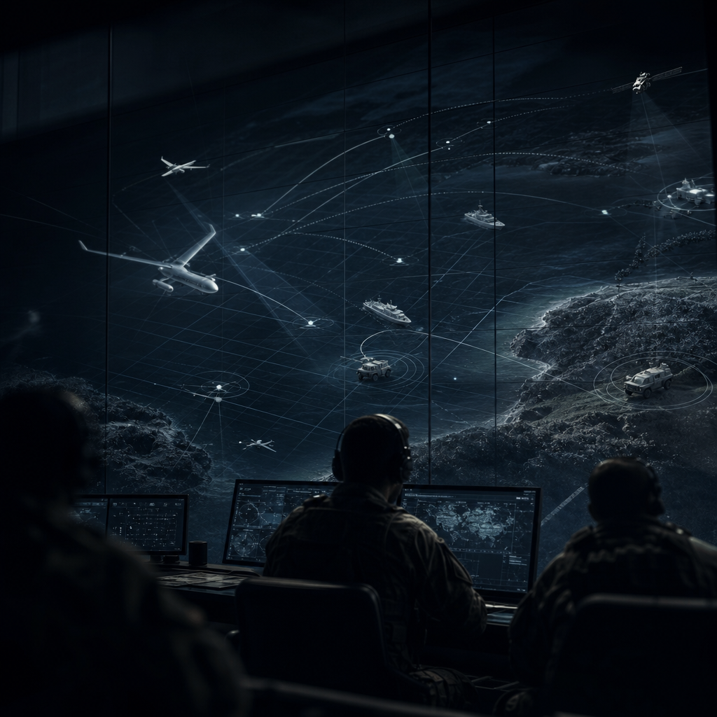 Tactical grid with autonomous systems coordination in a dark command environment