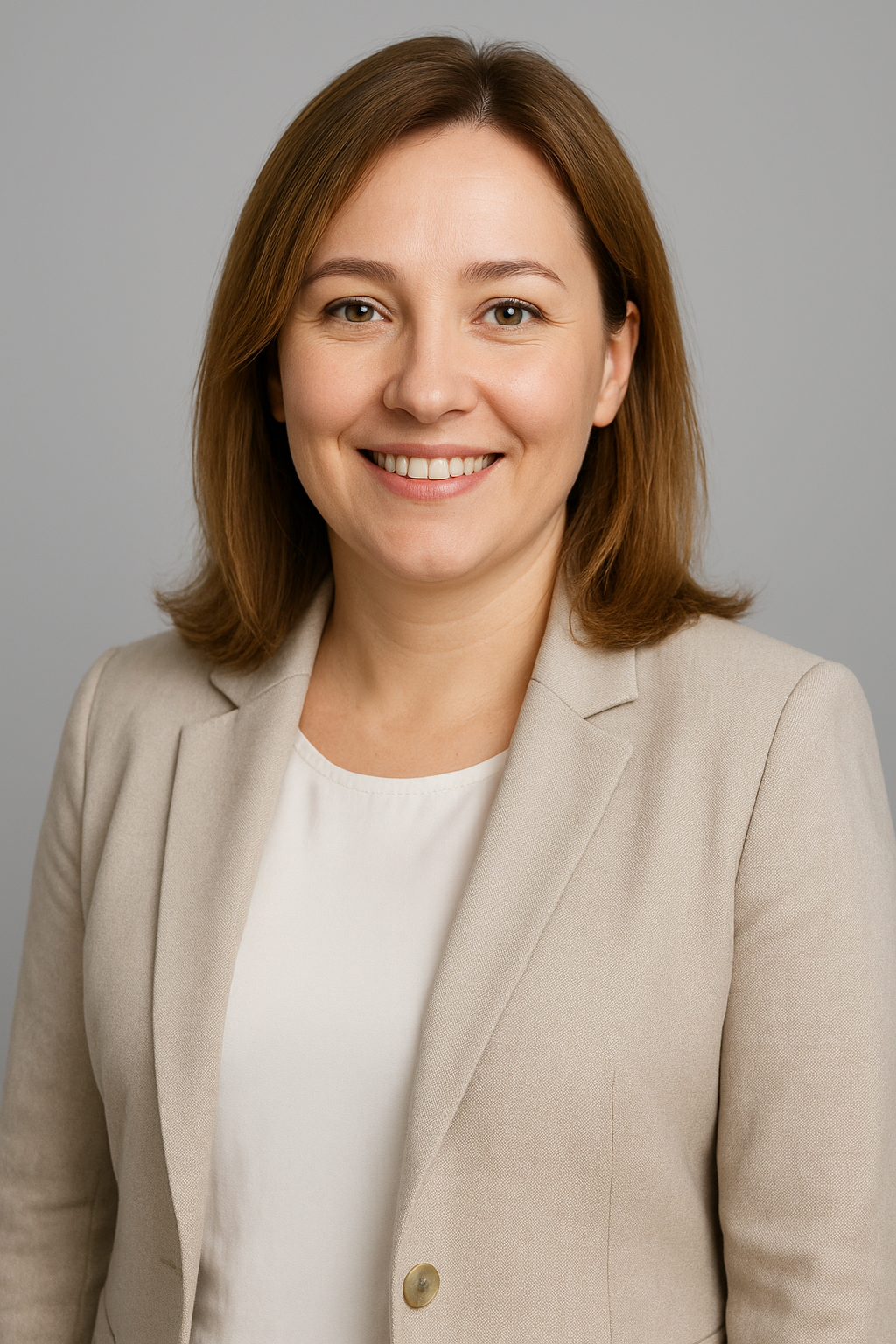 Friendly portrait of Olha Melnyk, a real estate agent