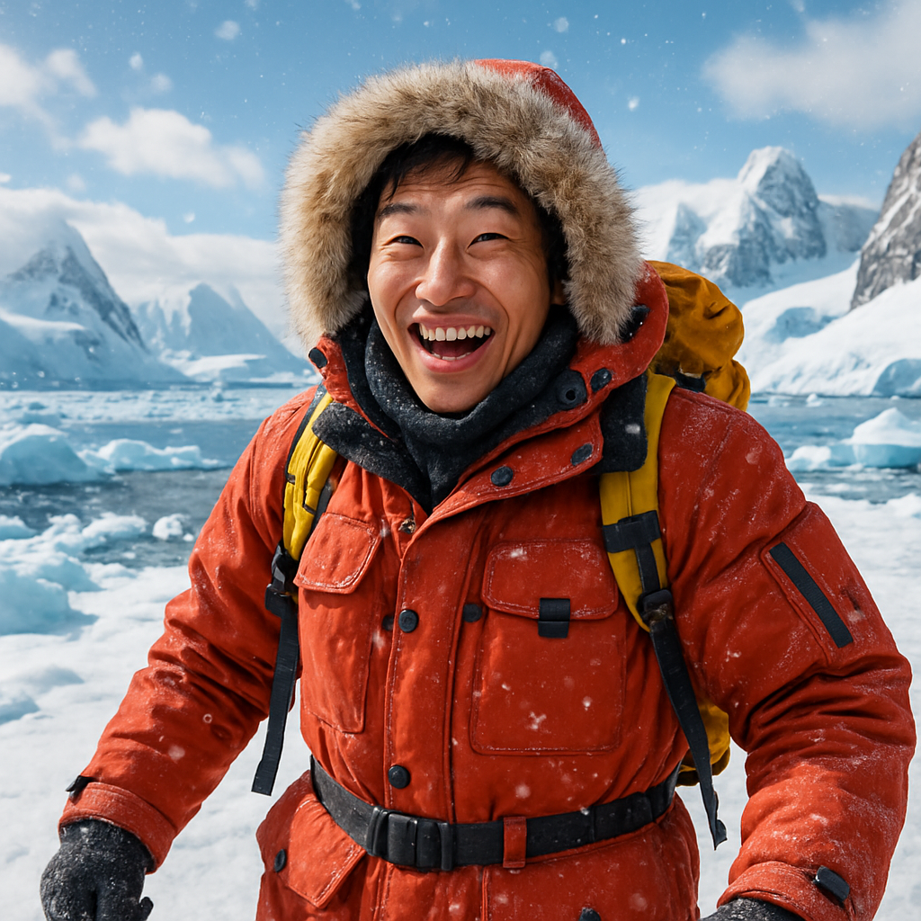 Liam Chen looking adventurous against a snowy backdrop