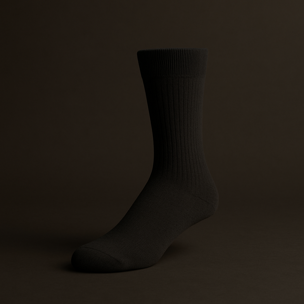 Minimalist white crew sock with a smooth knit texture