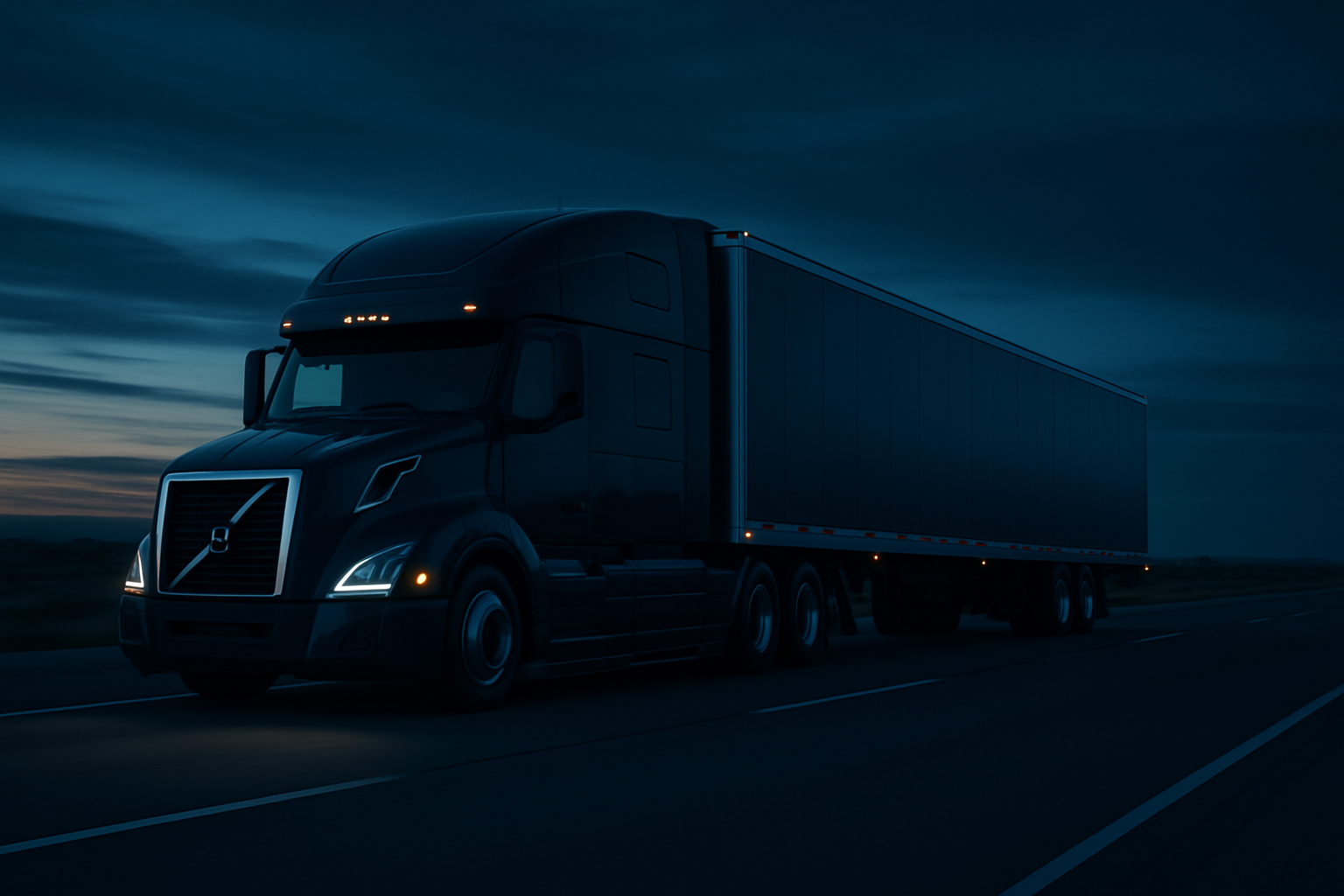 Modern semi-truck driving on a highway