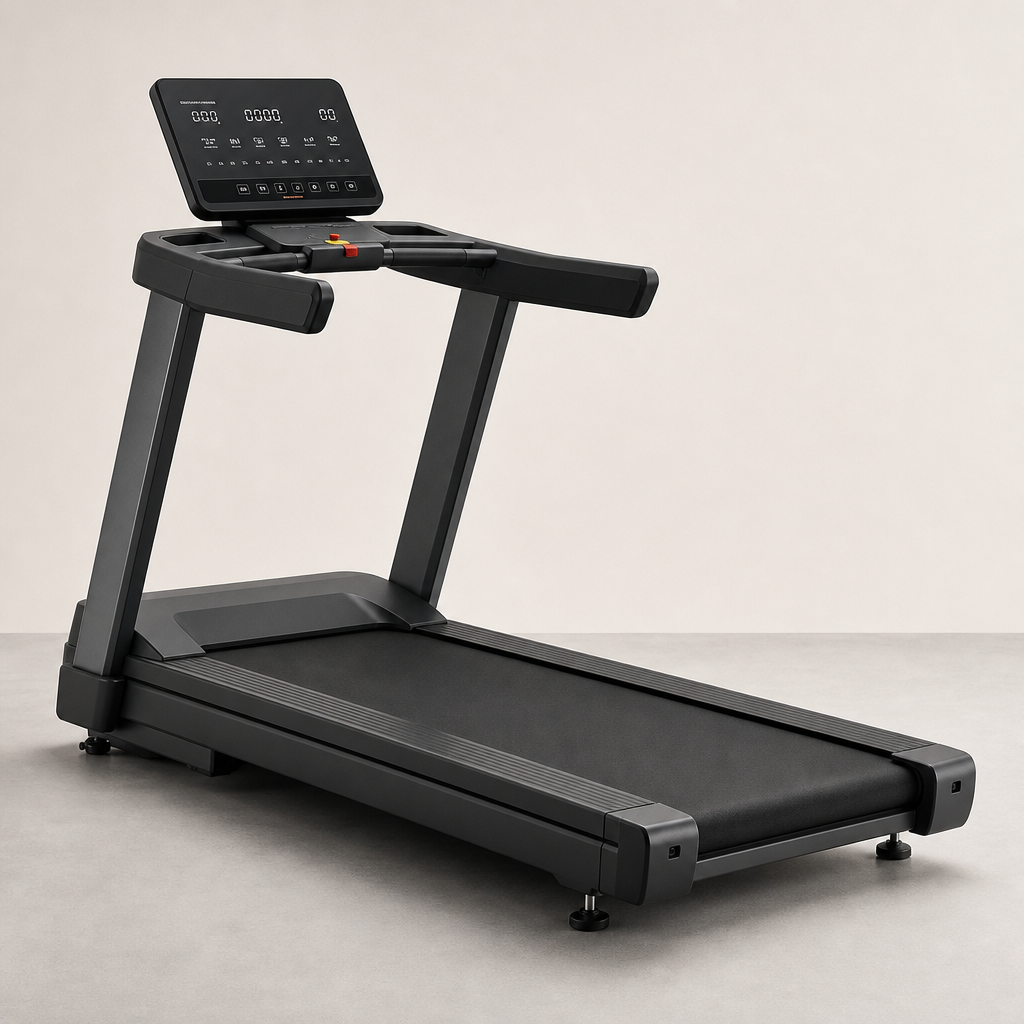Commercial treadmill with wide running deck