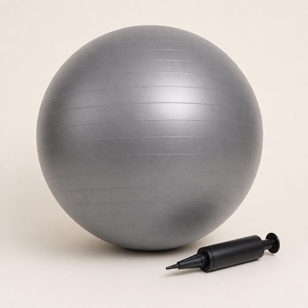 Anti-burst exercise ball with pump