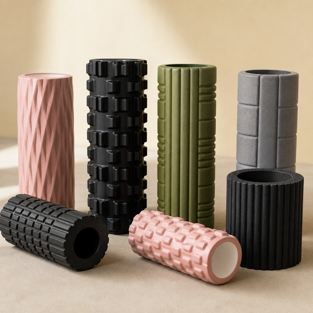 Set of foam rollers in varying densities