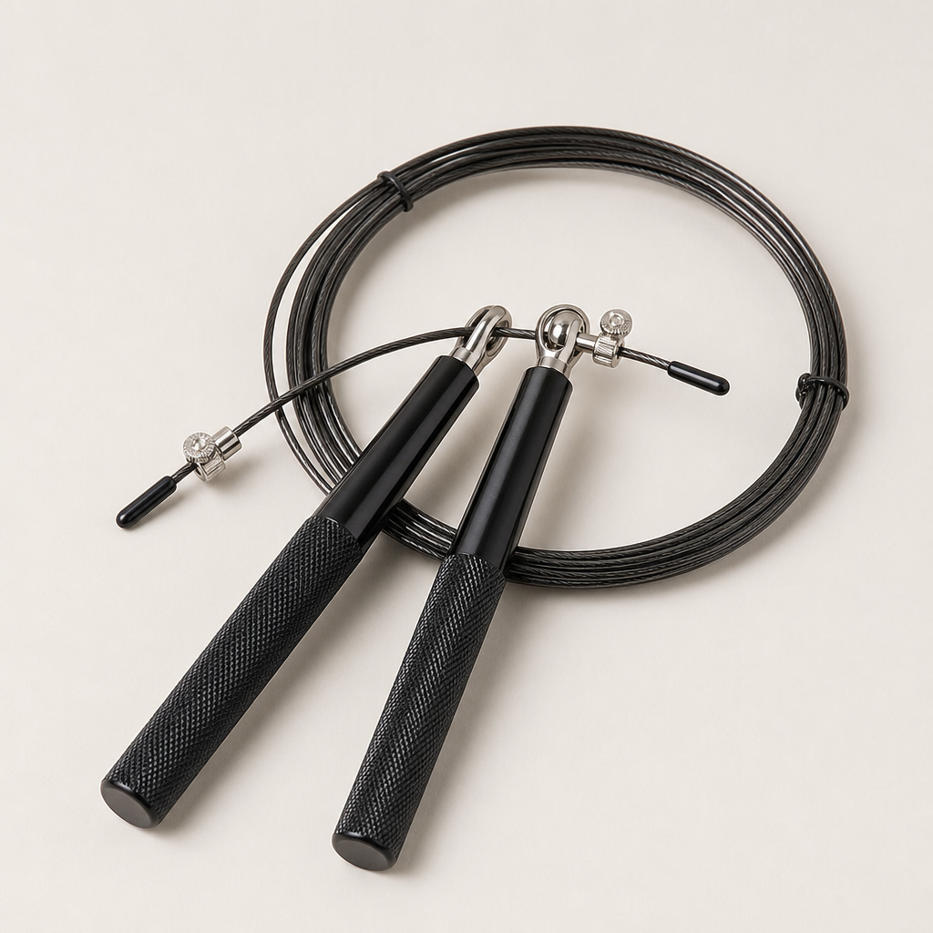 Speed jump rope with metal handles