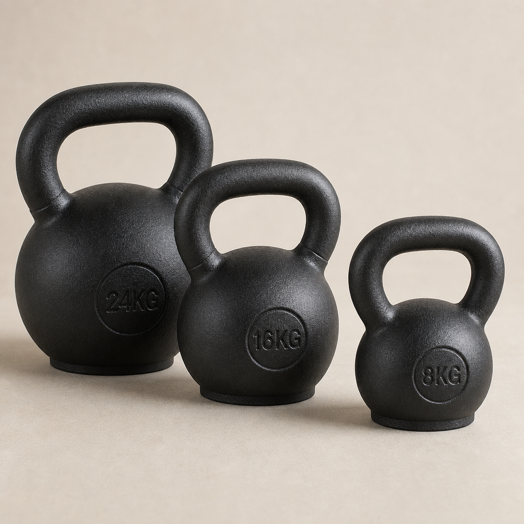 Cast iron kettlebells in different weights