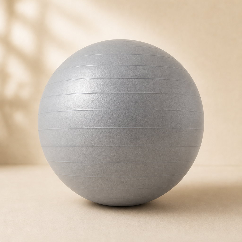 Soft light-grey anti-burst pilates ball with matte finish
