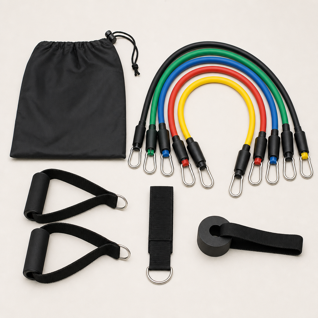 Set of resistance bands with handles and anchors