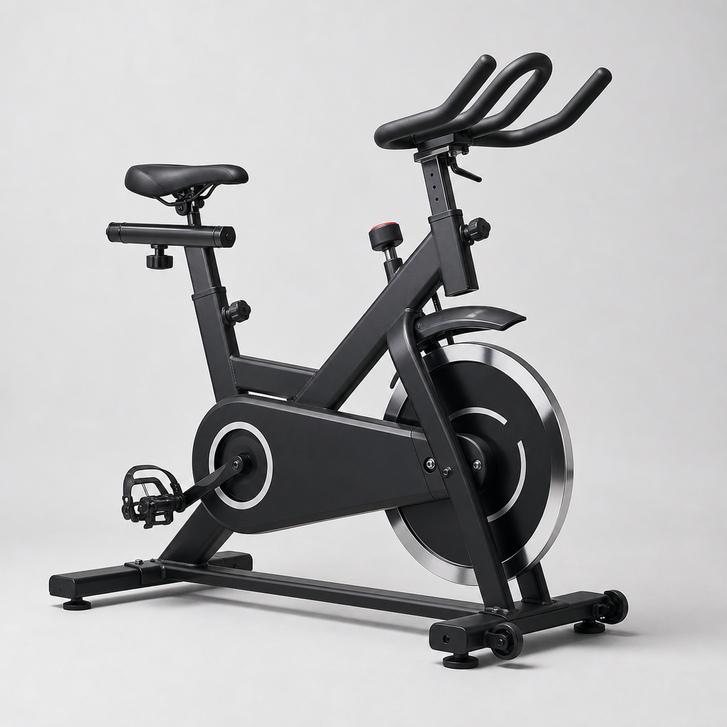 Commercial spin bike with belt drive