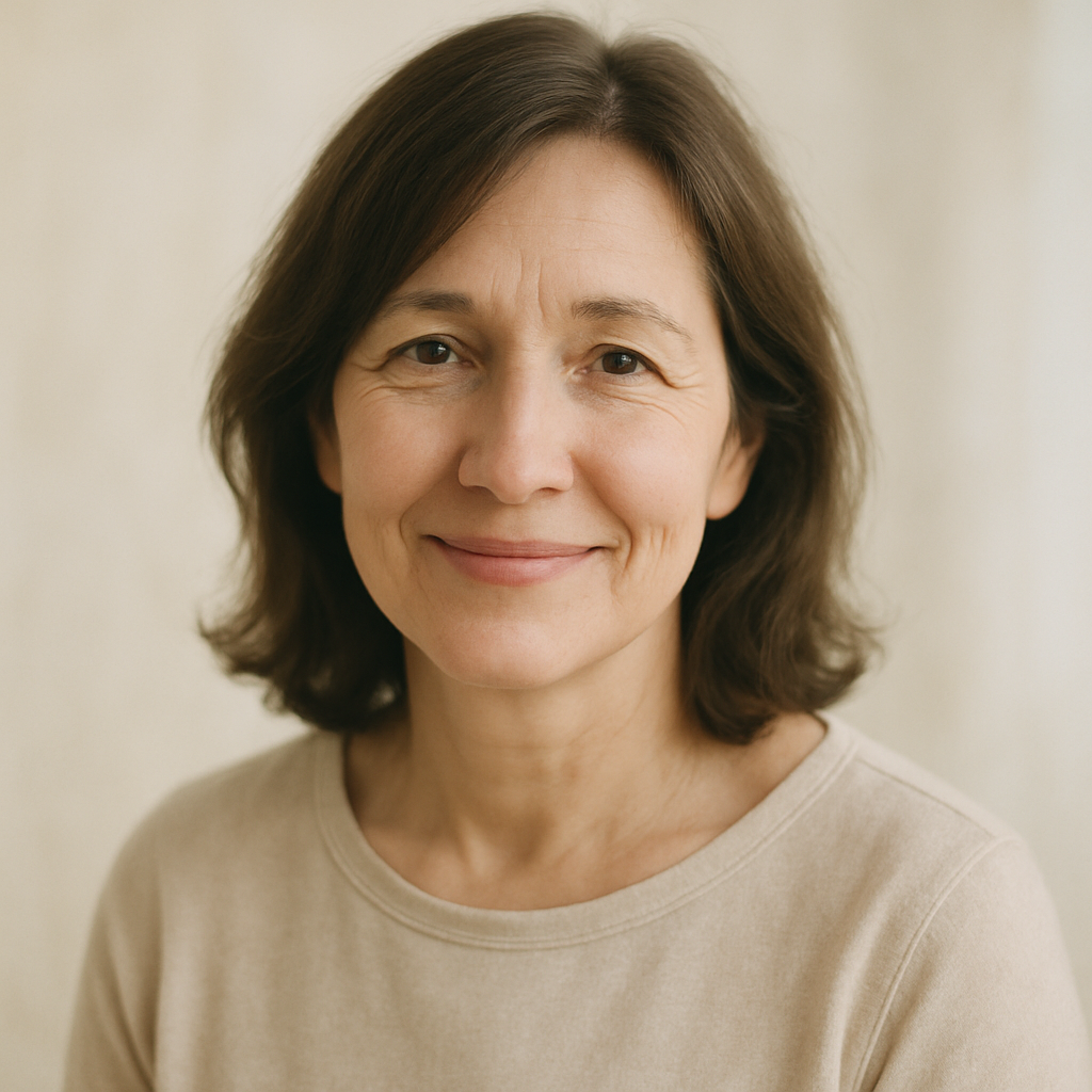 Smiling middle-aged woman with a warm, welcoming expression