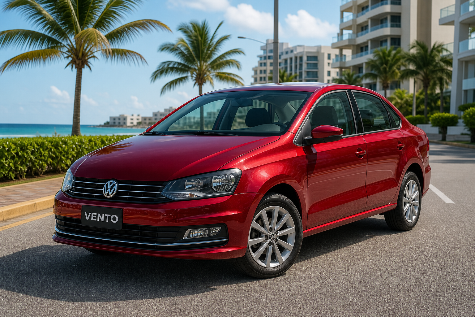 Volkswagen Vento 2023 color rojo vino en categoría Gama media