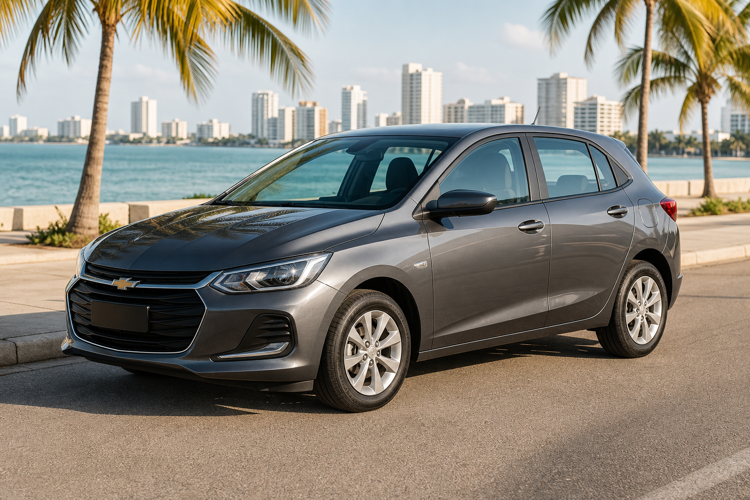 Chevrolet Onix 2024 color gris titanio en categoría Gama media