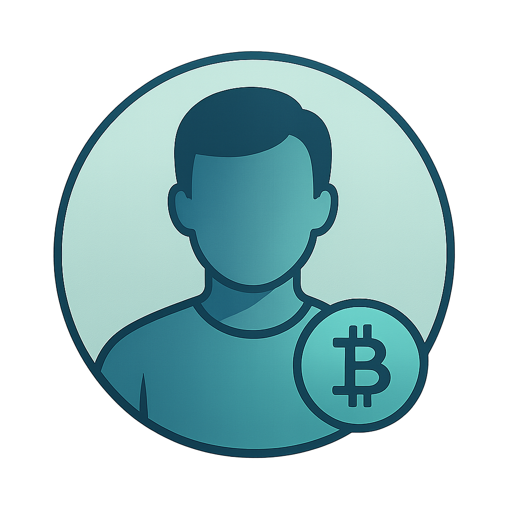 Minimal fintech app avatar in teal and navy, circular icon style with clean gradients