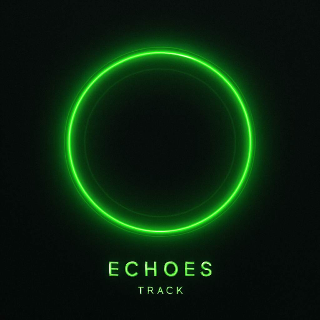 Square album cover with black base, luminous green circular motif, and minimal track typography