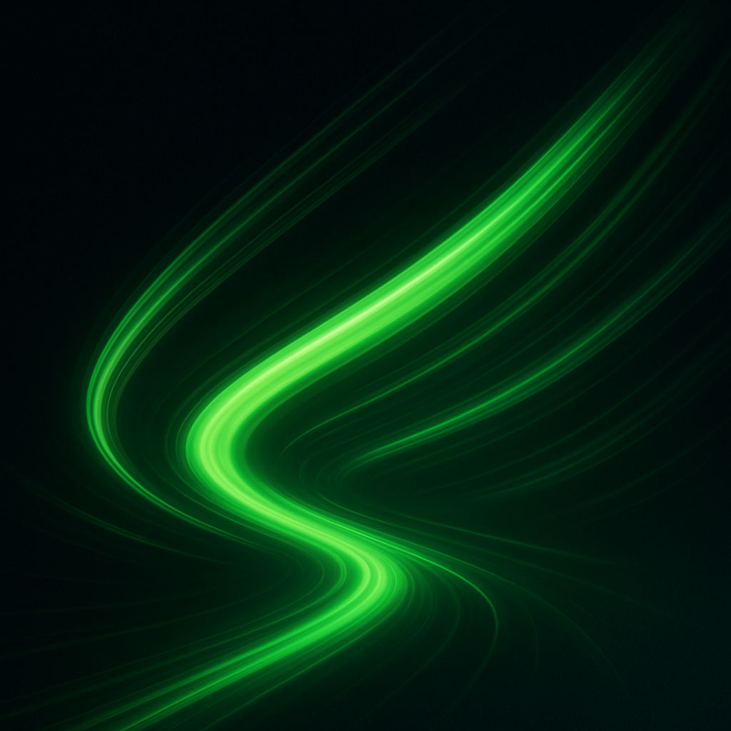 Square album cover with kinetic green streaks over a dark charcoal background, energetic motion