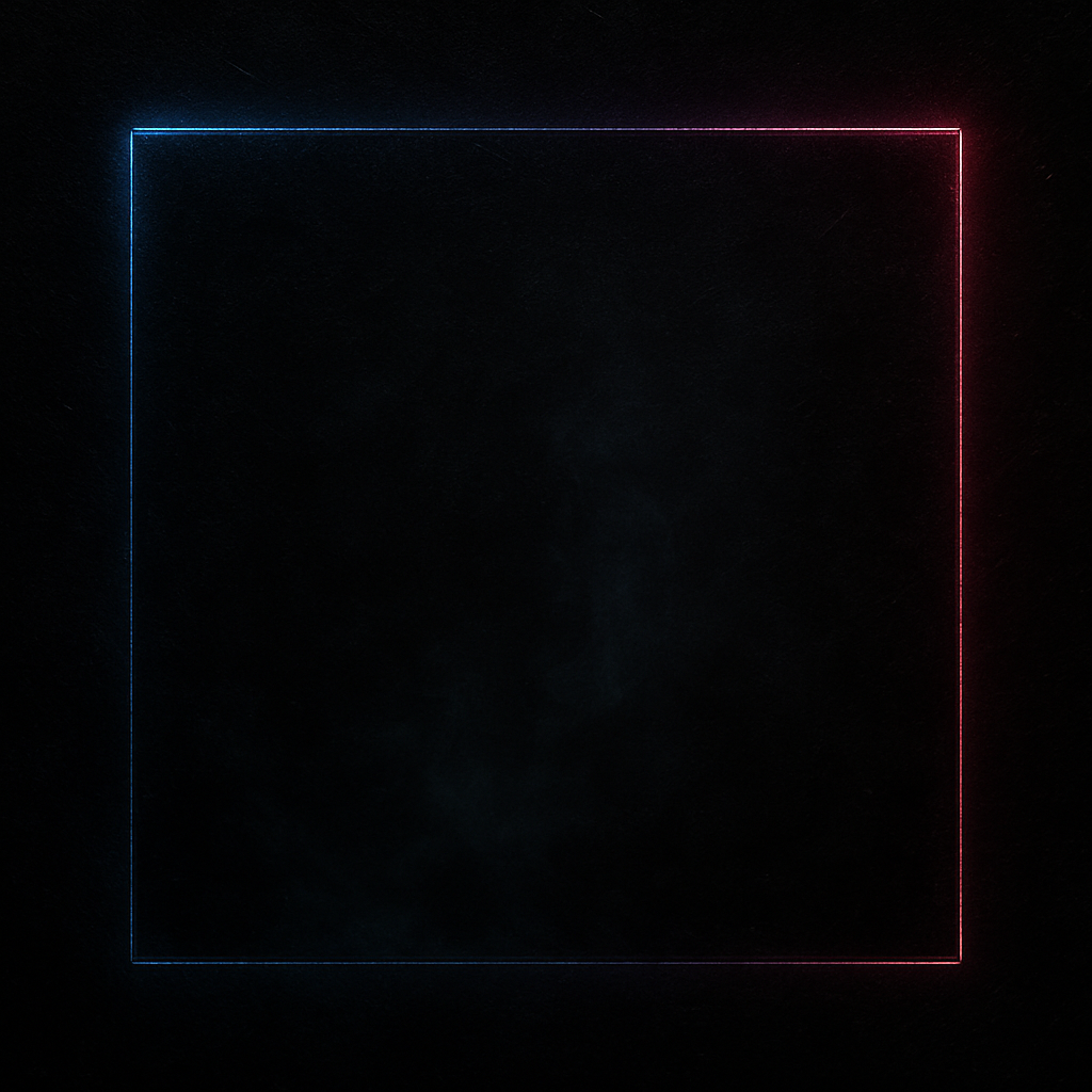 Moody square album promo placeholder with neon rim light and smoky texture