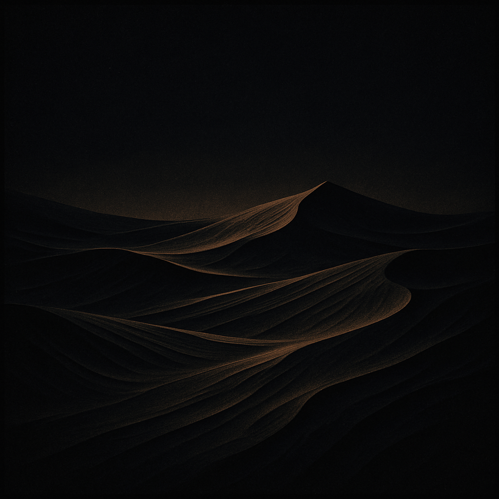Moody square album cover with abstract desert sand patterns and night lighting