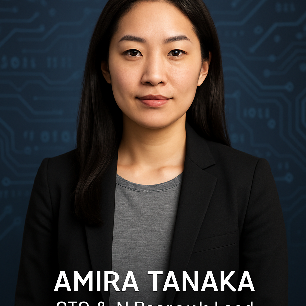 Photo of Amira Tanaka, CTO and AI Research Lead