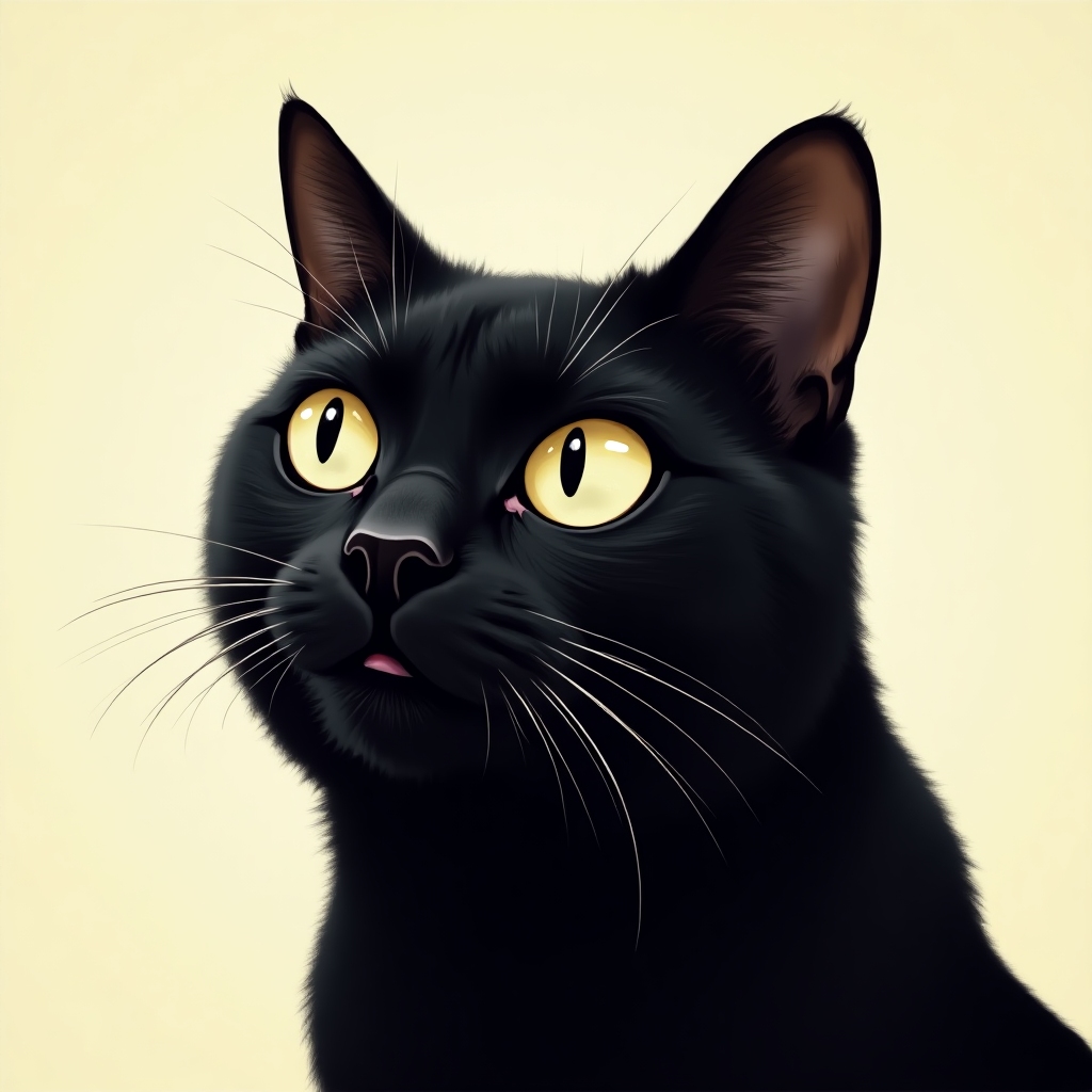 Black cat with one raised eyebrow
