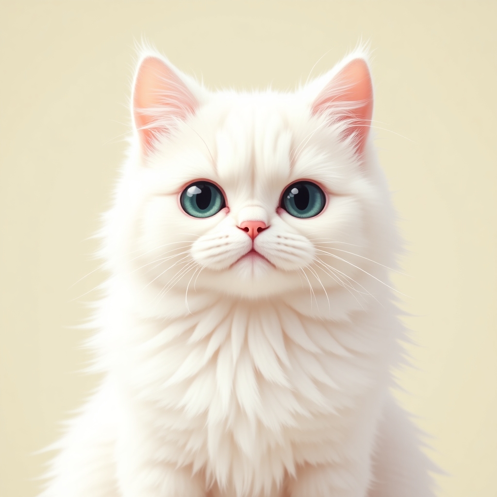 Fluffy white cat giving a disapproving stare