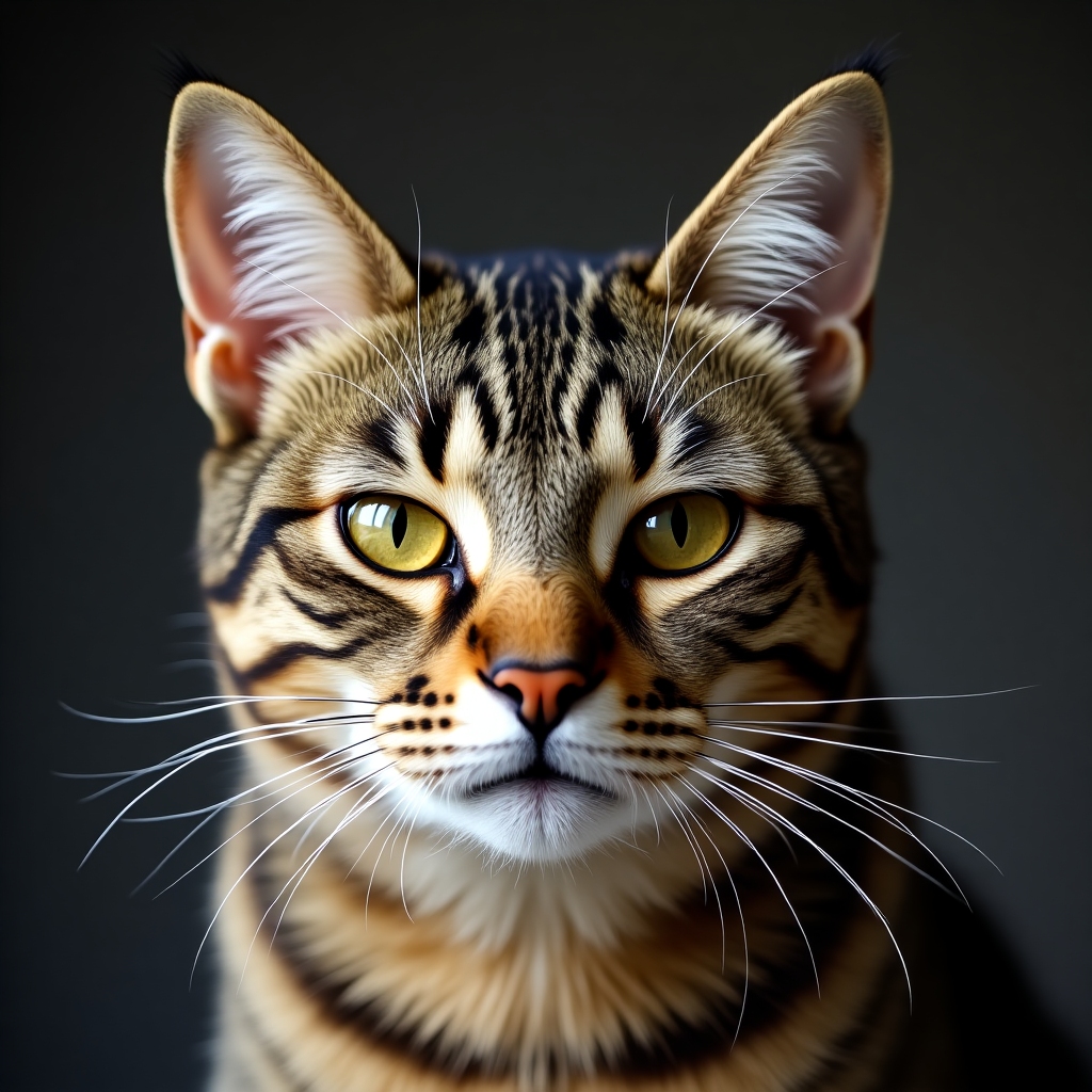 Tabby cat with narrowed eyes looking judgmental