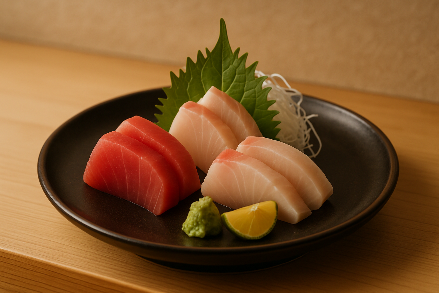 漆の器に美しく盛られた季節の刺身盛り合わせ