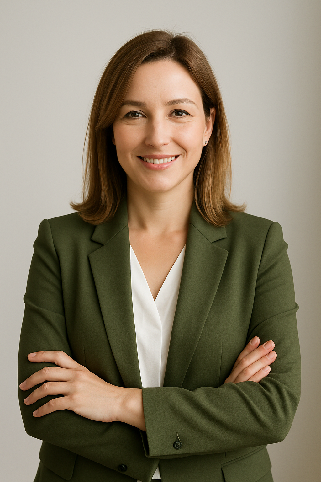 Professional portrait of Olha Melnyk, real estate agent in Kyiv