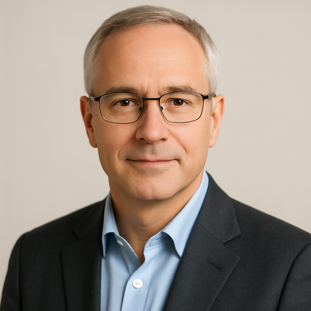 Portrait of Marcus Reinhardt, a man in his 50s with gray hair and glasses