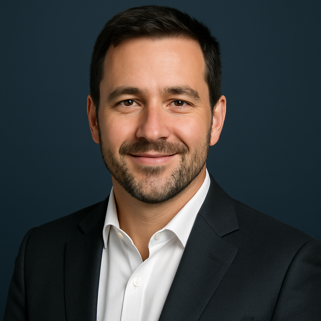 Professional headshot of Christian McDaniel, confident and approachable, in a suit against a clean navy or white background