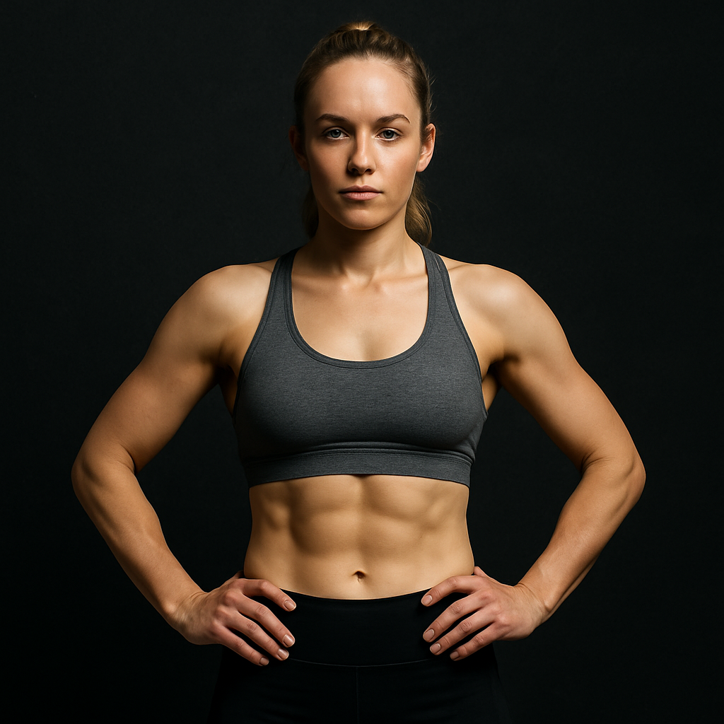 Olena after 12 weeks, toned and athletic