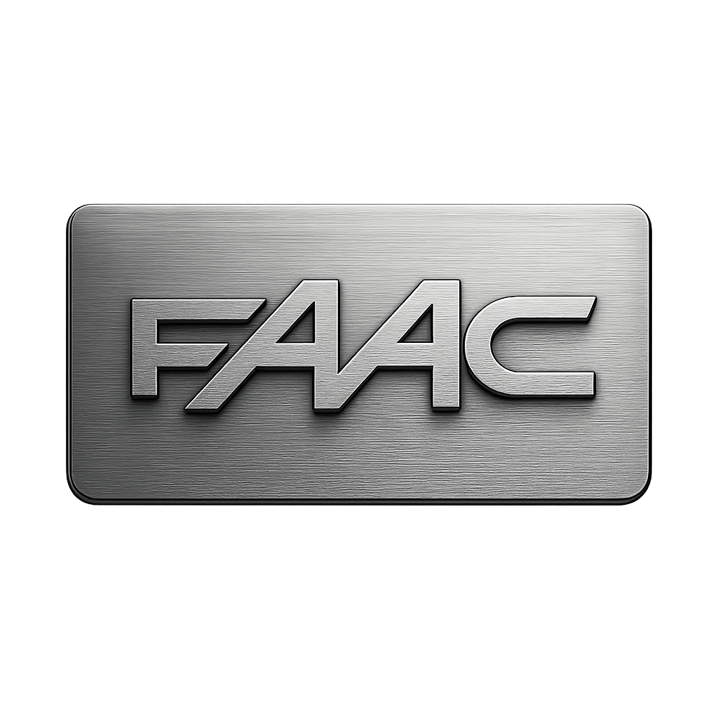 FAAC sleek silver gate automation emblem