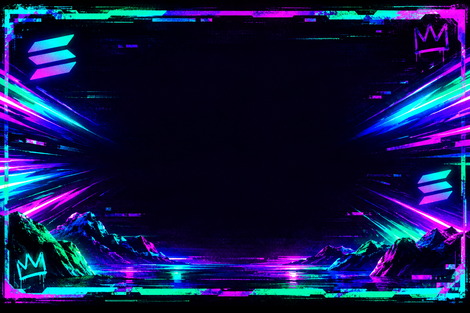 Wide Holy Inu neon banner placeholder with glitch frame and space for future campaign artwork