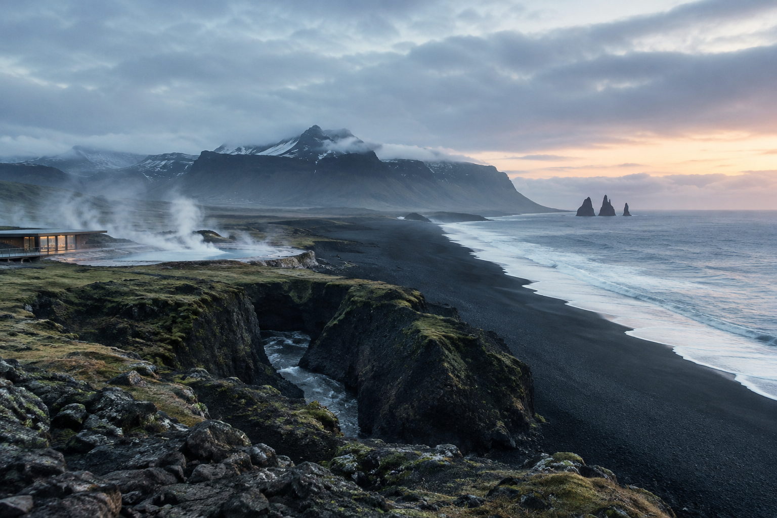 Midnight Light & Lava Roads landscape