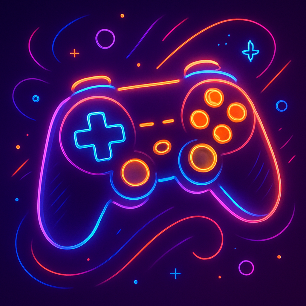 Gaming controller with neon glow