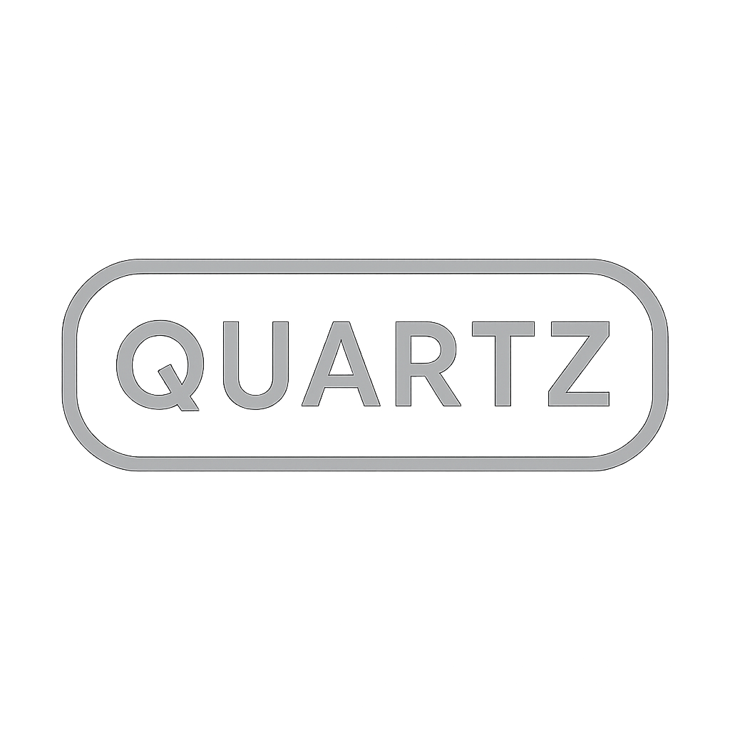 Quartz fintech badge logo in muted silver