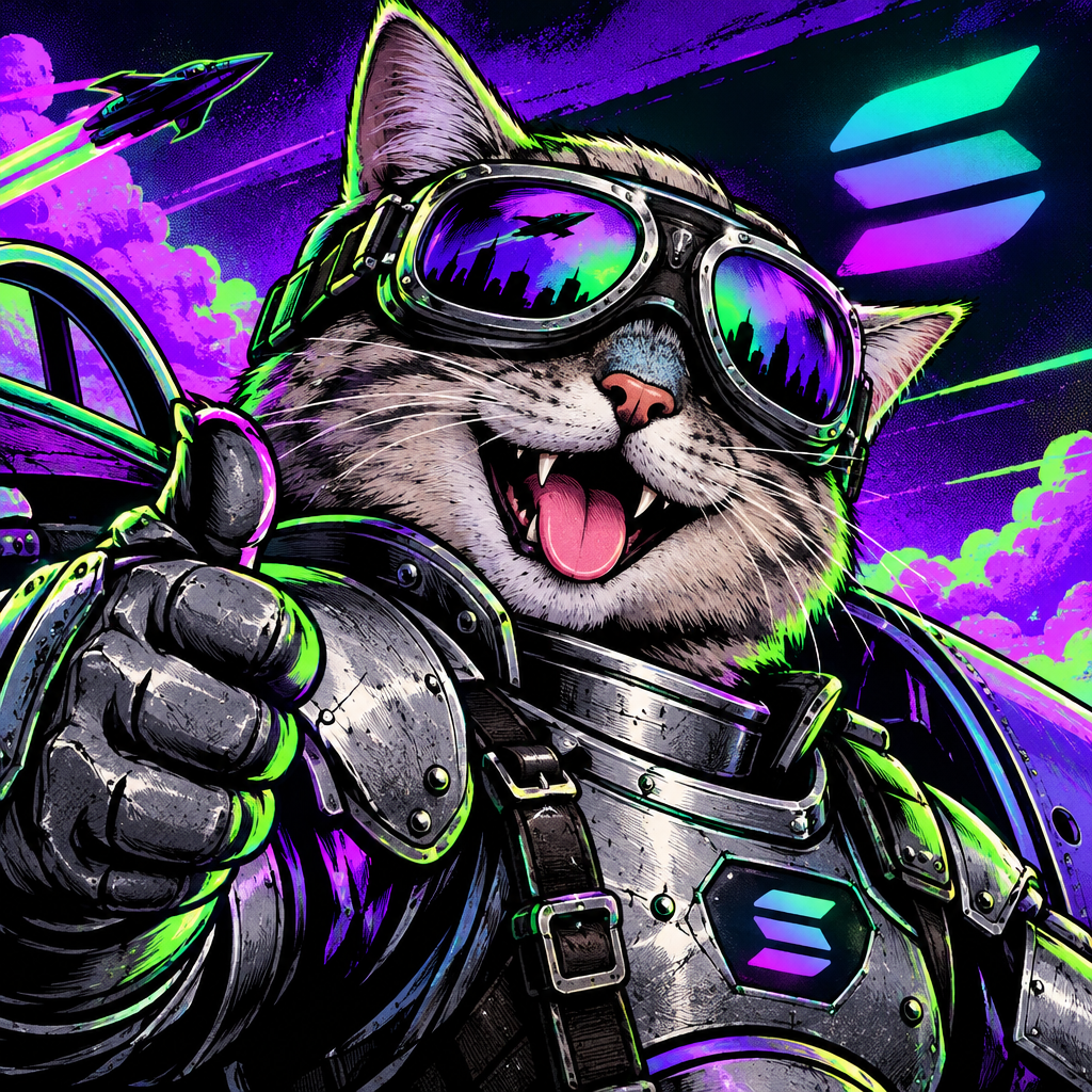 Armor Cat in metal armor with aviator goggles, ready to pilot a chaotic meme flight