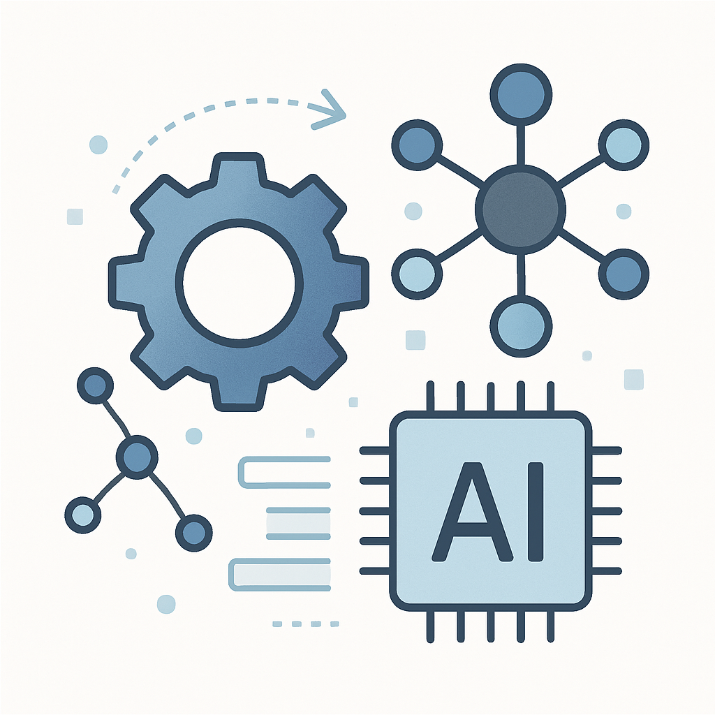 Symbolische Illustration Automatisierung und Künstliche Intelligenz