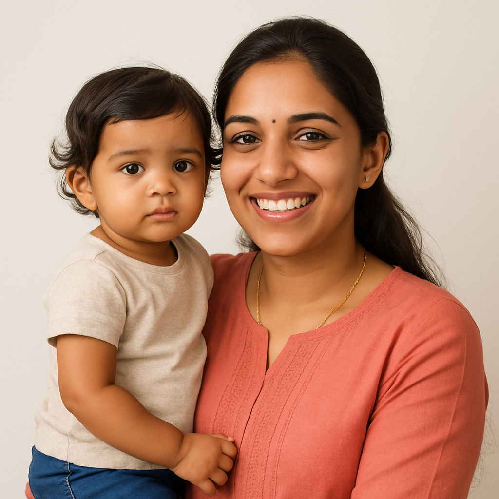 Young mother customer