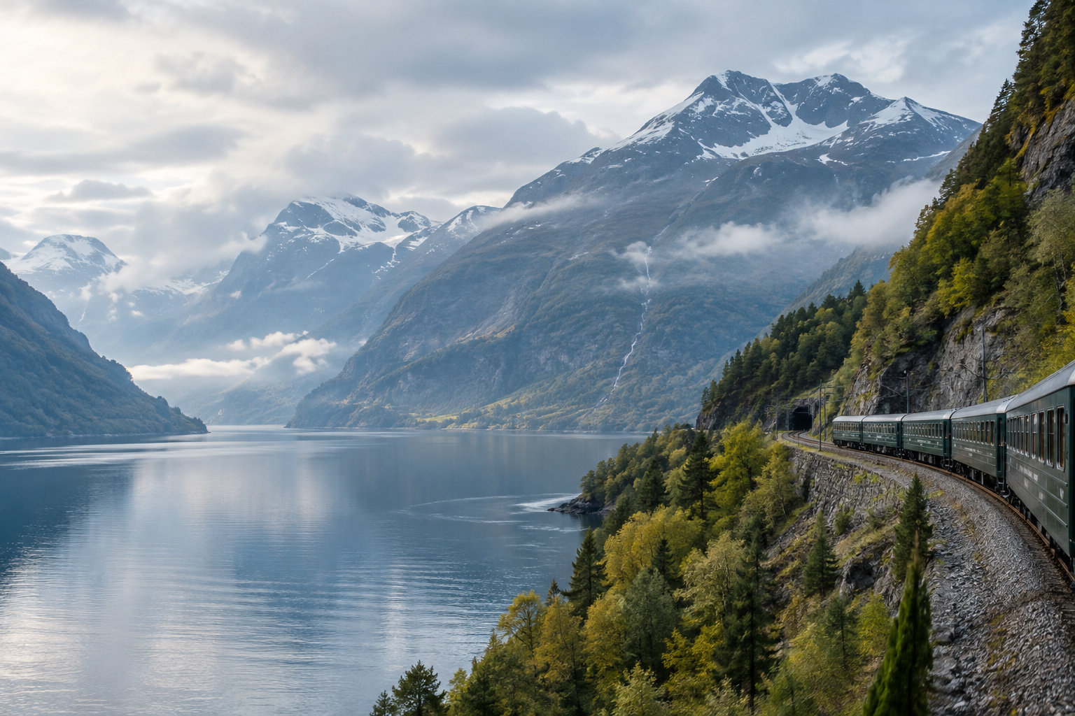 Scenic view from Norway Fjords by Rail and Water