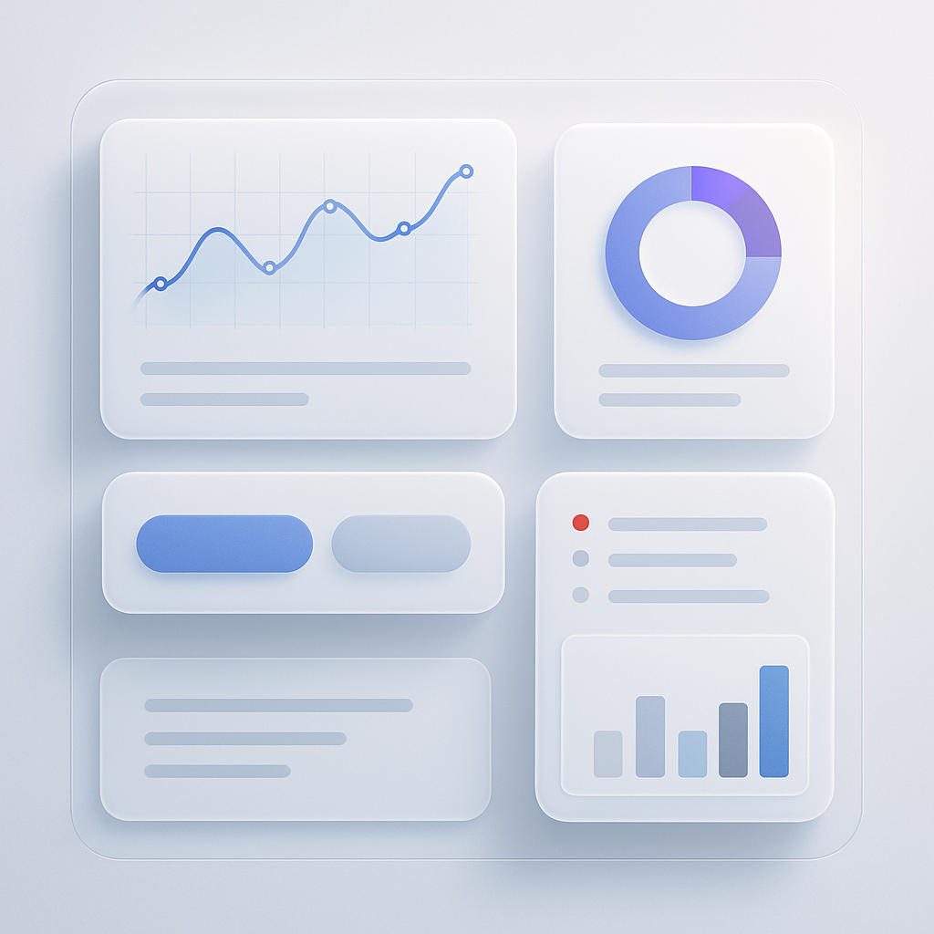 Abstract product-style console visual with layered interface shapes